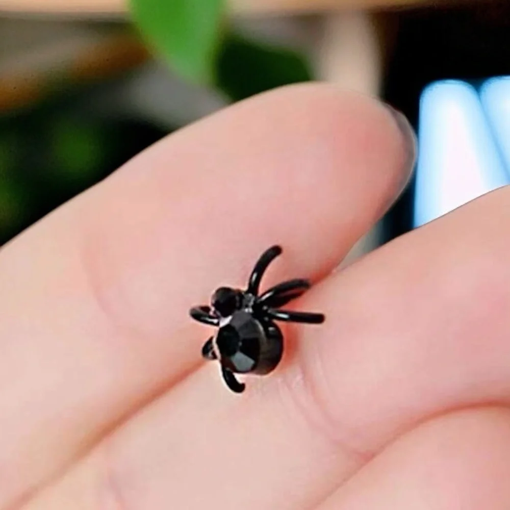 Sparkle & Scare with Halloween Rhinestone Spider Studs🕷️ NWT Black Stud Earrings